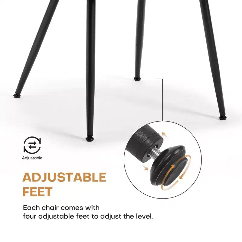 Bekrvio Dining Chair Set of 2/4,Modern Upholstered Kitchen Chairs with Padded Seat Breathable Rattan Back & Metal Legs, Farmhous Dining Room Chairs