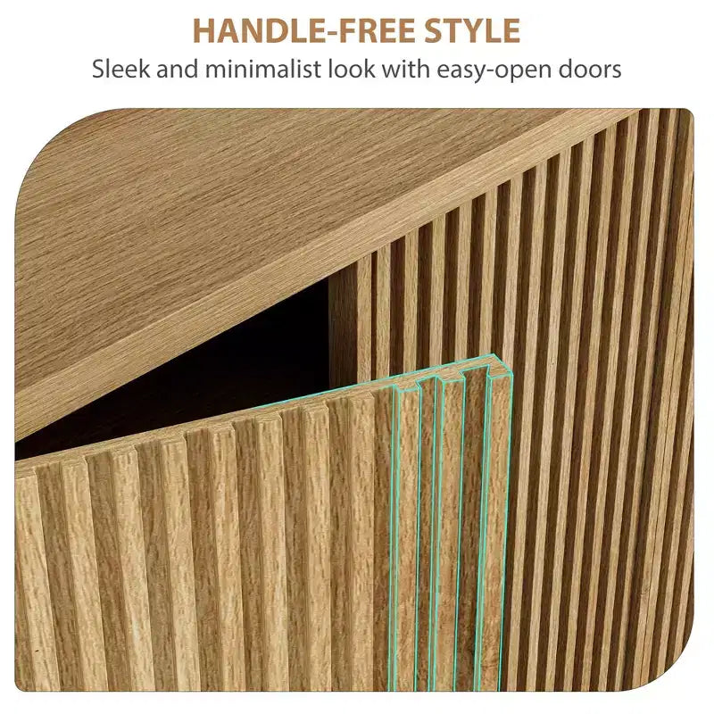 46 Modern Wooden Shoe Storage Cabinet w/ Fluted Doors & Adjustable Shelves, Large Freestanding Entryway Organizer Rack Holds 30-35 Pairs