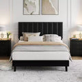 GustoWave Velvet Upholstered Platform Bed Frame with Adjustable Tufted Headboard, No Box Spring Needed
