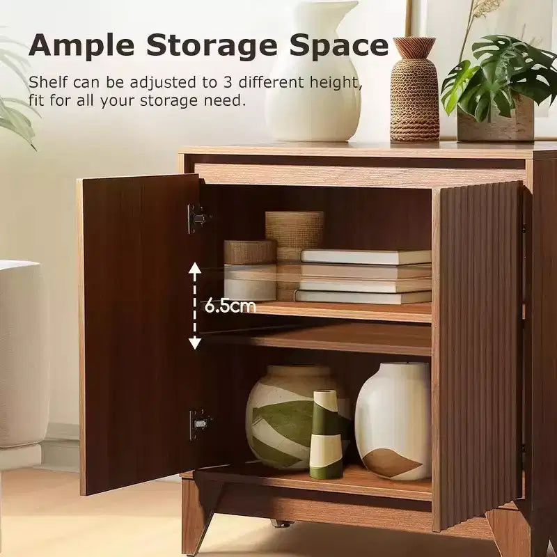 KOLIGEY 32 Tall 2 - Door Accent Brown Cabinet With Adjustable Shelf