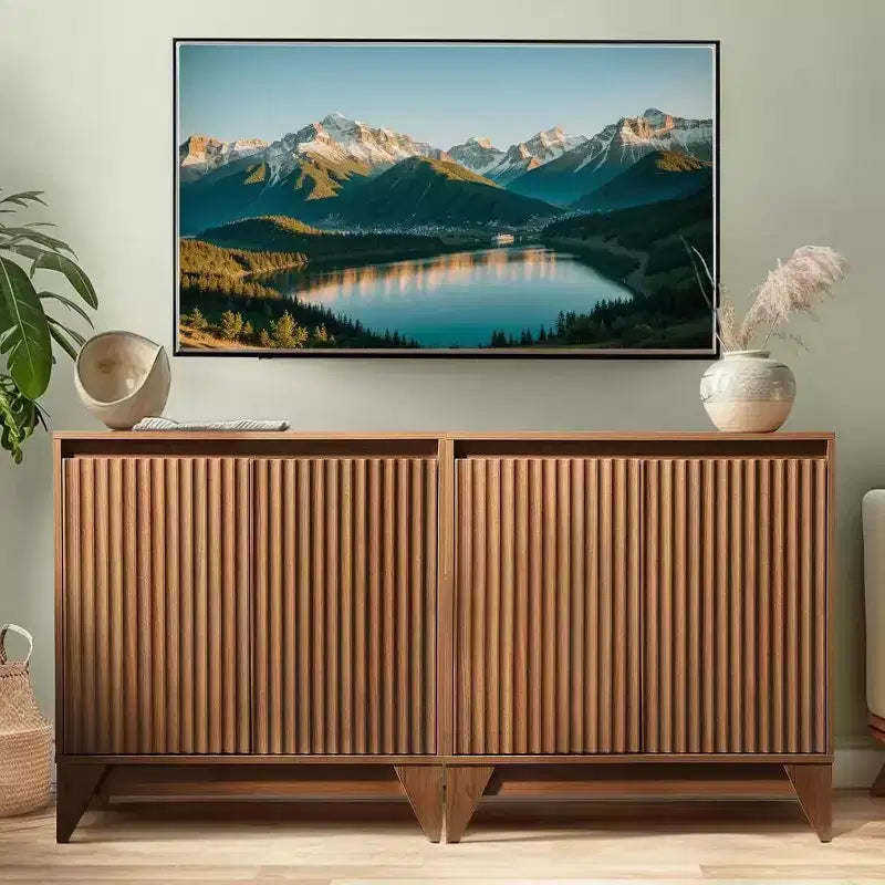 KOLIGEY 32 Tall 2 - Door Accent Brown Cabinet With Adjustable Shelf