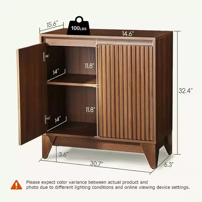 KOLIGEY 32 Tall 2 - Door Accent Brown Cabinet With Adjustable Shelf