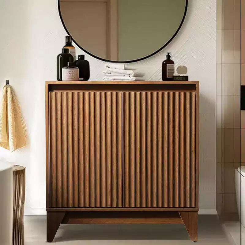 KOLIGEY 32 Tall 2 - Door Accent Brown Cabinet With Adjustable Shelf