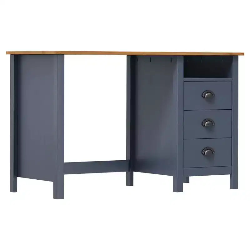 vidaXL Desk Grey and honey brown Solid pine wood 47.2 x 19.7 x 29.1 in