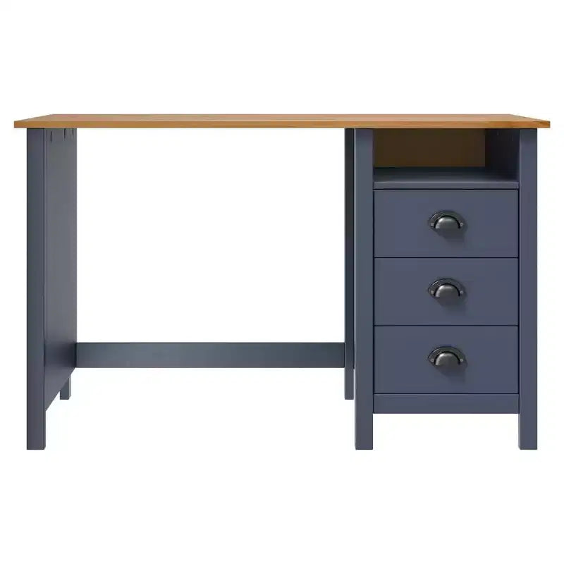 vidaXL Desk Grey and honey brown Solid pine wood 47.2 x 19.7 x 29.1 in