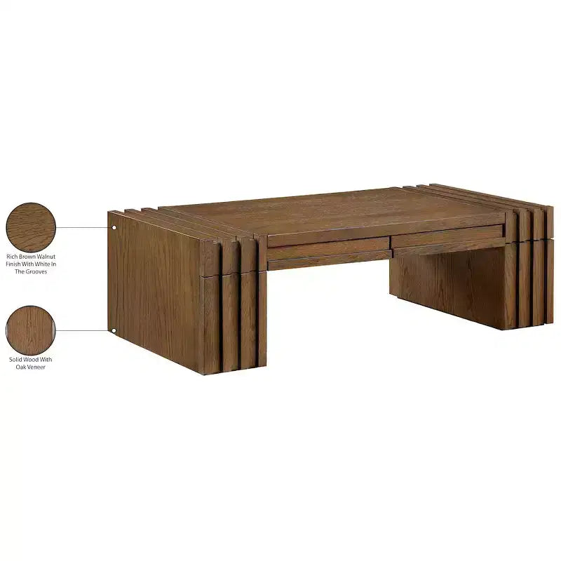 Meridian Furniture Stanton Oak Veneer and Solid Wood Coffee Table