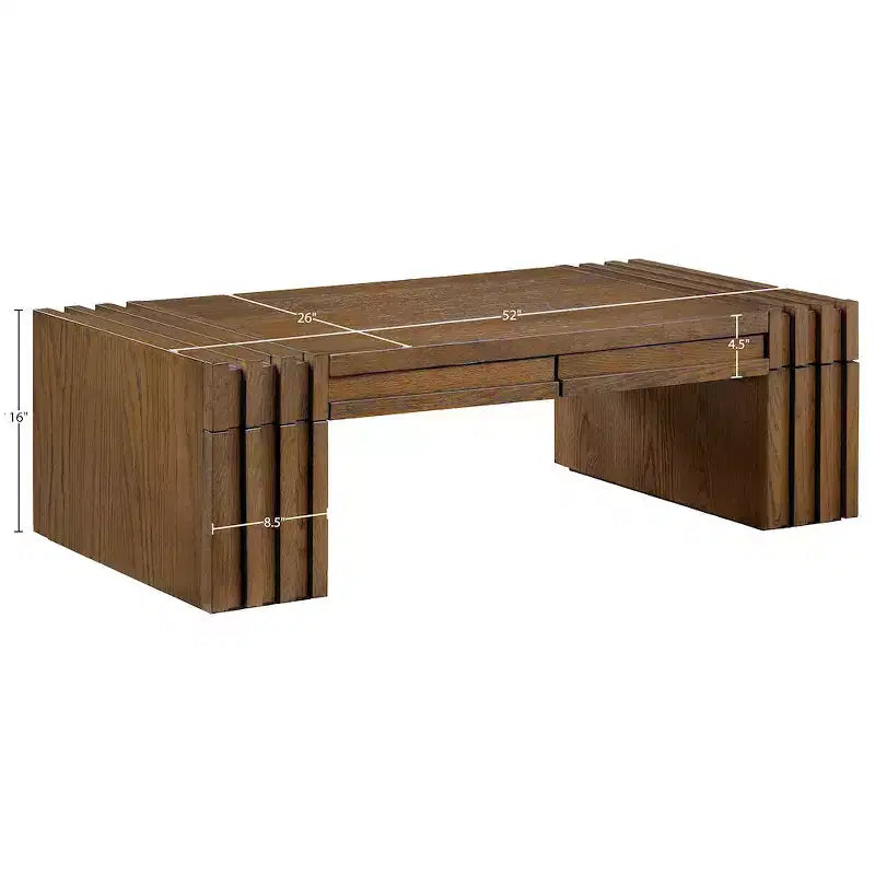 Meridian Furniture Stanton Oak Veneer and Solid Wood Coffee Table