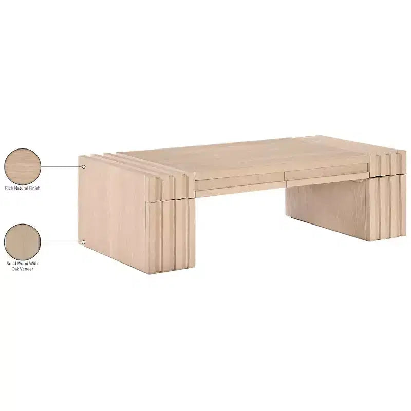 Meridian Furniture Stanton Oak Veneer and Solid Wood Coffee Table