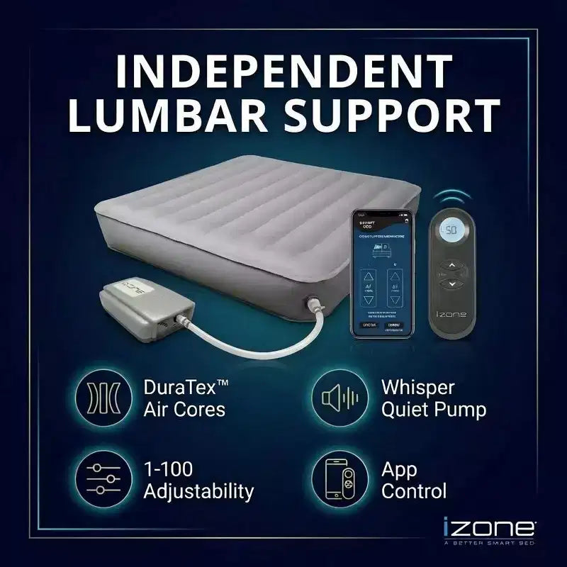 iZone 14 Smart Zone Mattress, Dual-Sided Adjustable, Plush to Firm, Personalized Lumbar Support for Couples, 100-Night Trial