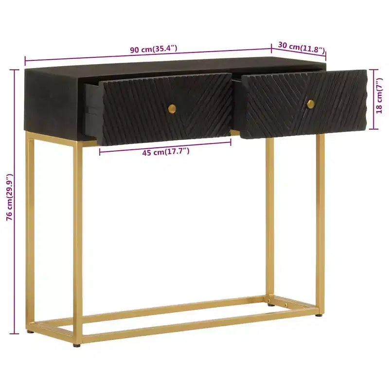 vidaXL Console Table Black Solid mango wood and iron Console Table