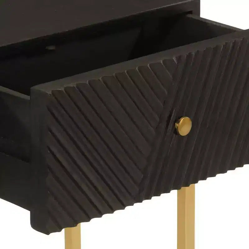 vidaXL Console Table Black Solid mango wood and iron Console Table