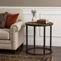 HomeRoots 24 Natural Wood Solid Wood And Iron Round End Table