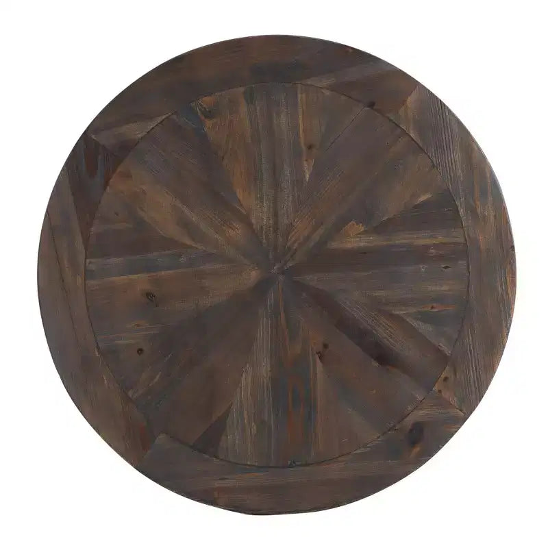 HomeRoots 24 Natural Wood Solid Wood And Iron Round End Table