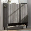 SunnyFurn Large Shoe Cabinet with Doors, 3 Door Shoe Storage Cabinet with Adjustable Shelves & Hooks, 6 Tier Shoe Organizer Cabinet for Entryway