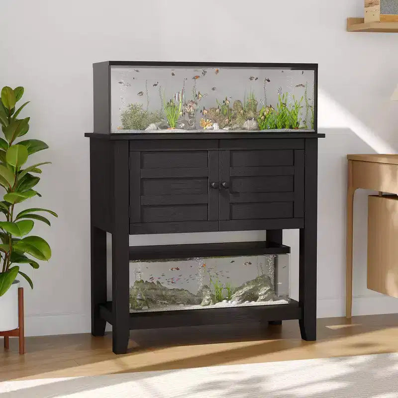 20-29 Gallon Aquarium Stand with Doors & Open Storage for Reptile Turtle Tank