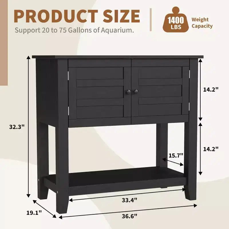 20-29 Gallon Aquarium Stand with Doors & Open Storage for Reptile Turtle Tank