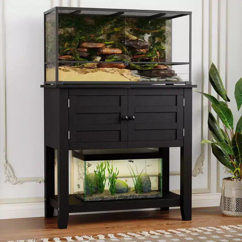 20-29 Gallon Aquarium Stand with Doors & Open Storage for Reptile Turtle Tank