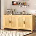 LinTimes Modern Farmhouse Sideboard Buffet Cabinet 71 Credenza with Fluted Doors, Adjustable Shelves, Cable Management Storage for Kitchen