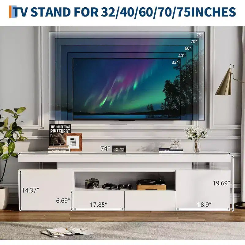 Modern Multi-Functional TV Stand and Bookcase - Open Storage Shelves - Entertainment Center for Living Room and Game Room