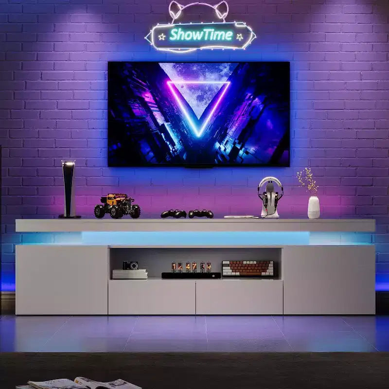 Modern Multi-Functional TV Stand and Bookcase - Open Storage Shelves - Entertainment Center for Living Room and Game Room