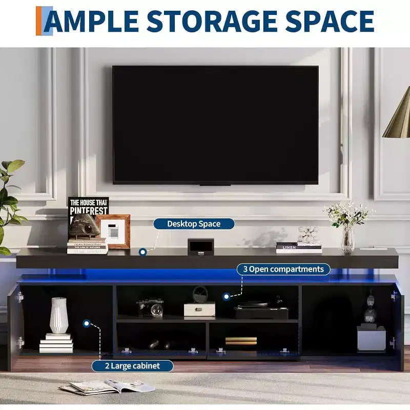 Modern Multi-Functional TV Stand and Bookcase - Open Storage Shelves - Entertainment Center for Living Room and Game Room