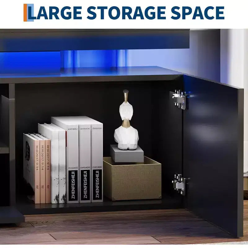 Modern Multi-Functional TV Stand and Bookcase - Open Storage Shelves - Entertainment Center for Living Room and Game Room