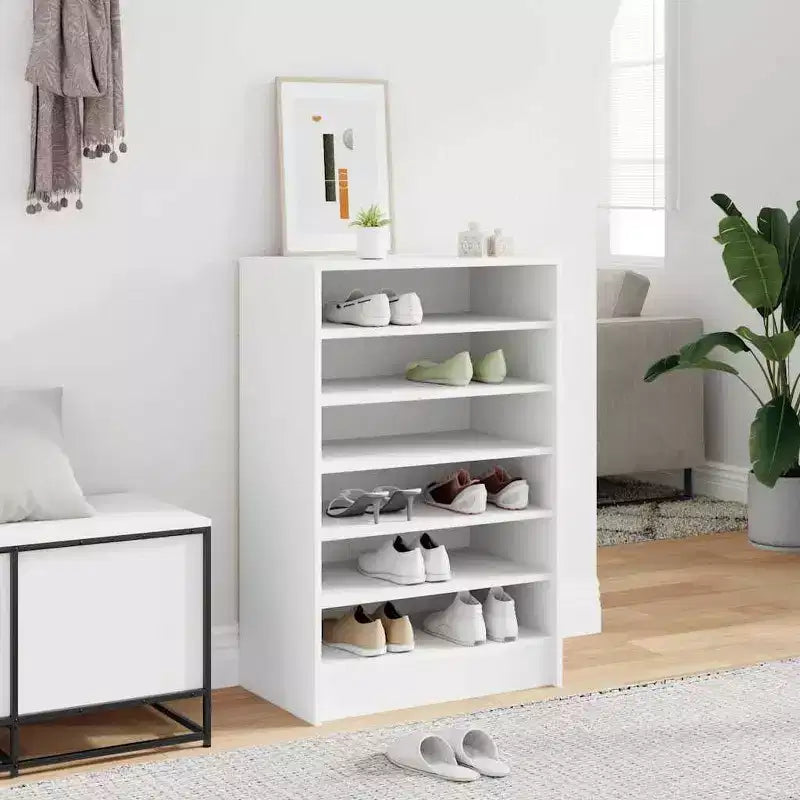 vidaXL Shoe Cabinet White Engineered Wood 23.6 x 13.8 x 36.2 in