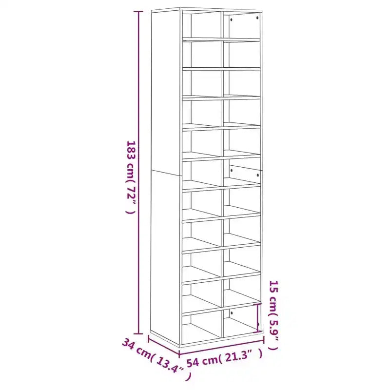 vidaXL Shoe Cabinet Sonoma Oak Engineered Wood Large Shoe Cabinet