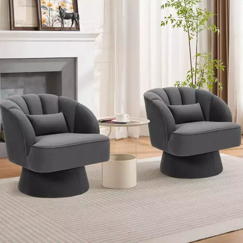 360 Swivel Barrel Accent Chair - Modern Upholstered Lounge Armchair - Curved Backrest, Wide Comfortable Cushion, Comfortable for Living Room
