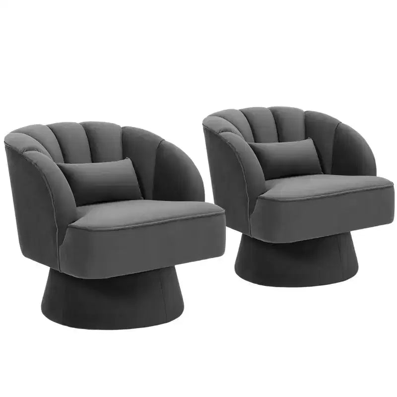 360 Swivel Barrel Accent Chair - Modern Upholstered Lounge Armchair - Curved Backrest, Wide Comfortable Cushion, Comfortable for Living Room