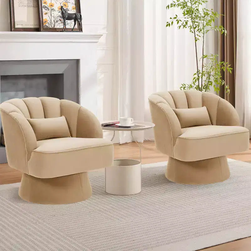 360 Swivel Barrel Accent Chair - Modern Upholstered Lounge Armchair - Curved Backrest, Wide Comfortable Cushion, Comfortable for Living Room