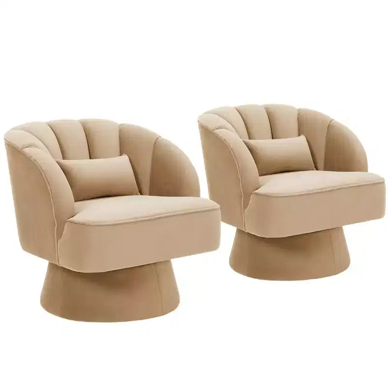 360 Swivel Barrel Accent Chair - Modern Upholstered Lounge Armchair - Curved Backrest, Wide Comfortable Cushion, Comfortable for Living Room
