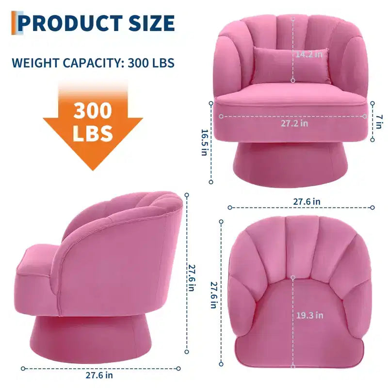 360 Swivel Barrel Accent Chair - Modern Upholstered Lounge Armchair - Curved Backrest, Wide Comfortable Cushion, Comfortable for Living Room