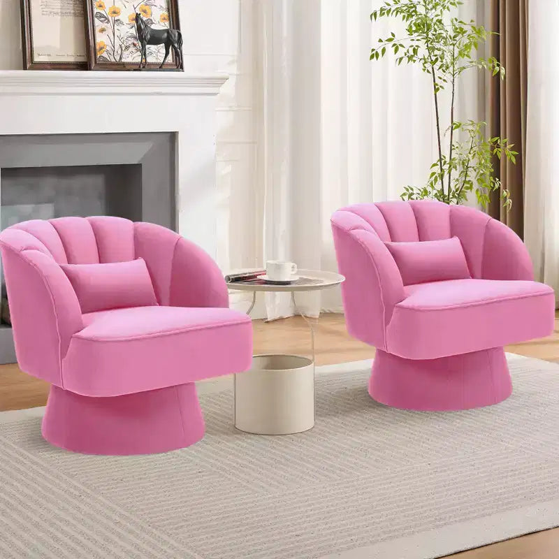 360 Swivel Barrel Accent Chair - Modern Upholstered Lounge Armchair - Curved Backrest, Wide Comfortable Cushion, Comfortable for Living Room