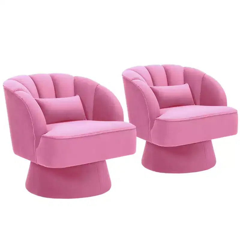 360 Swivel Barrel Accent Chair - Modern Upholstered Lounge Armchair - Curved Backrest, Wide Comfortable Cushion, Comfortable for Living Room
