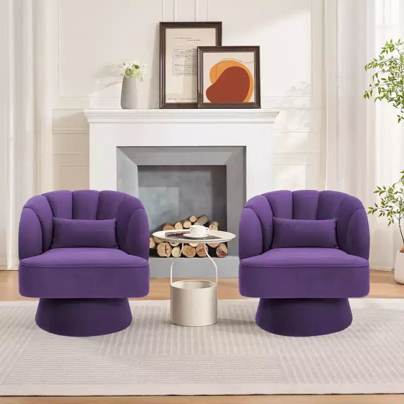 360 Swivel Barrel Accent Chair - Modern Upholstered Lounge Armchair - Curved Backrest, Wide Comfortable Cushion, Comfortable for Living Room