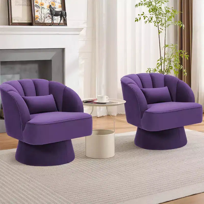 360 Swivel Barrel Accent Chair - Modern Upholstered Lounge Armchair - Curved Backrest, Wide Comfortable Cushion, Comfortable for Living Room