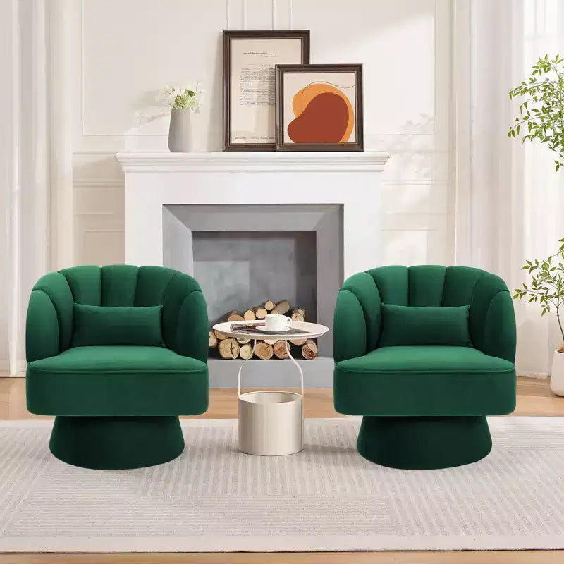 360 Swivel Barrel Accent Chair - Modern Upholstered Lounge Armchair - Curved Backrest, Wide Comfortable Cushion, Comfortable for Living Room