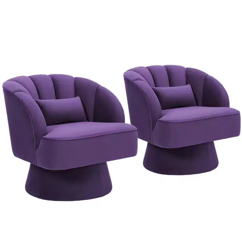 360 Swivel Barrel Accent Chair - Modern Upholstered Lounge Armchair - Curved Backrest, Wide Comfortable Cushion, Comfortable for Living Room