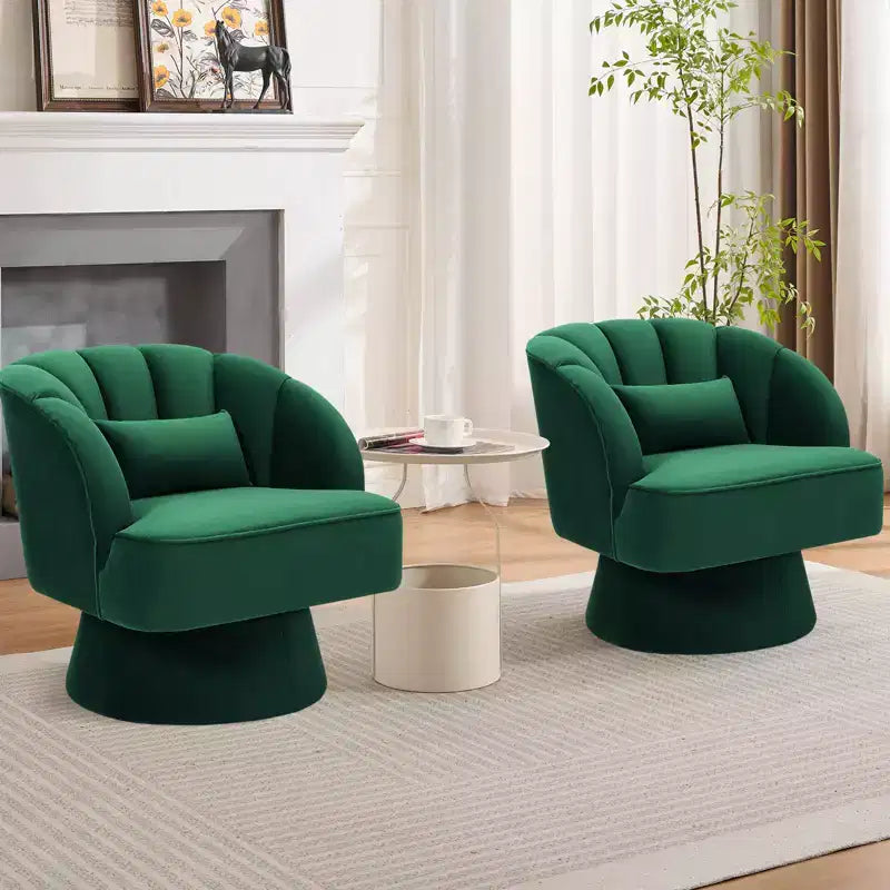 360 Swivel Barrel Accent Chair - Modern Upholstered Lounge Armchair - Curved Backrest, Wide Comfortable Cushion, Comfortable for Living Room