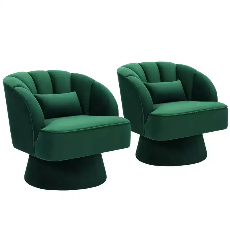 360 Swivel Barrel Accent Chair - Modern Upholstered Lounge Armchair - Curved Backrest, Wide Comfortable Cushion, Comfortable for Living Room