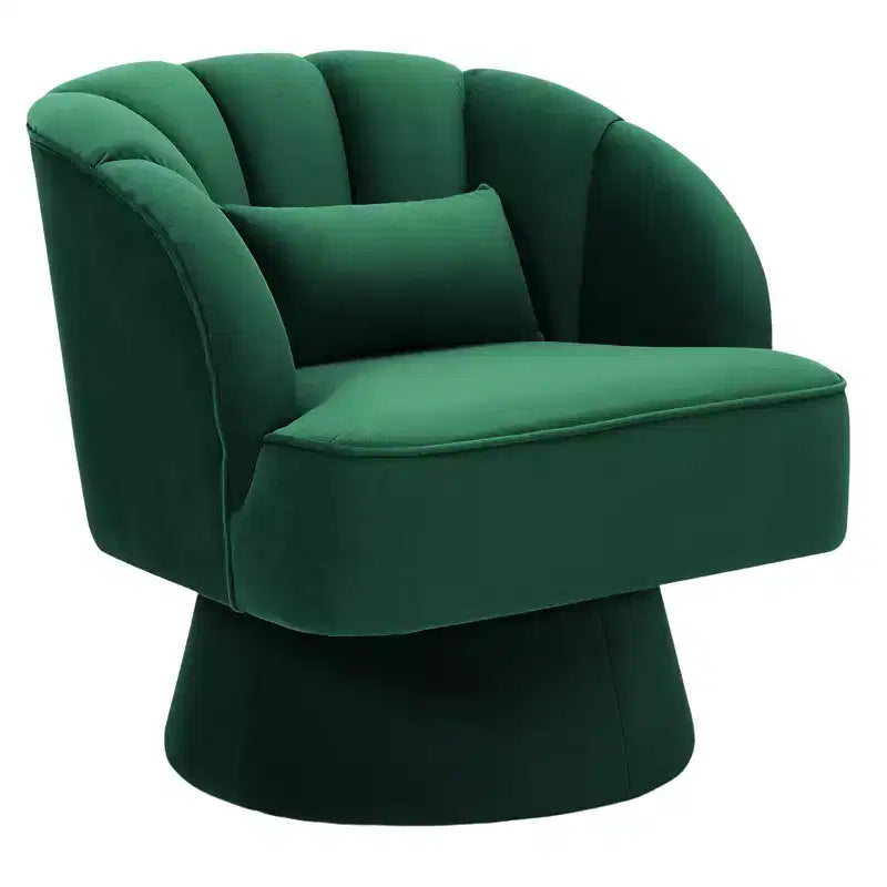 360 Swivel Barrel Accent Chair - Modern Upholstered Lounge Armchair - Curved Backrest, Wide Comfortable Cushion, Comfortable for Living Room