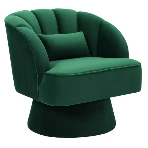 360 Swivel Barrel Accent Chair - Modern Upholstered Lounge Armchair - Curved Backrest, Wide Comfortable Cushion, Comfortable for Living Room
