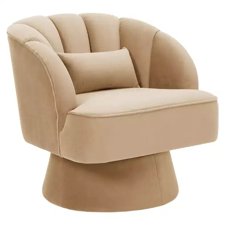 360 Swivel Barrel Accent Chair - Modern Upholstered Lounge Armchair - Curved Backrest, Wide Comfortable Cushion, Comfortable for Living Room