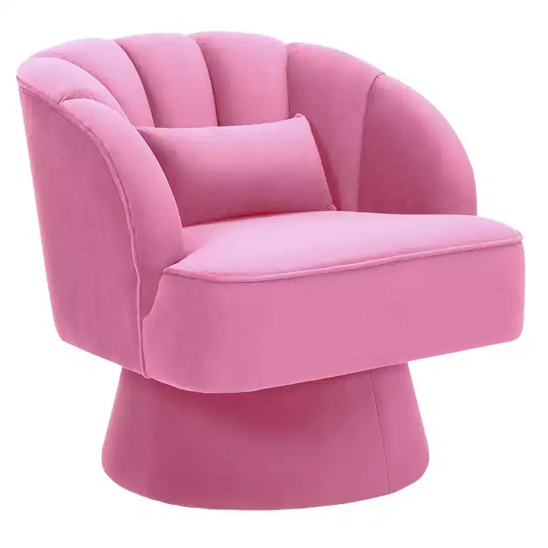 360 Swivel Barrel Accent Chair - Modern Upholstered Lounge Armchair - Curved Backrest, Wide Comfortable Cushion, Comfortable for Living Room