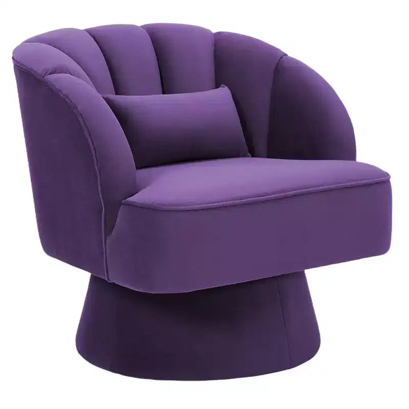 360 Swivel Barrel Accent Chair - Modern Upholstered Lounge Armchair - Curved Backrest, Wide Comfortable Cushion, Comfortable for Living Room