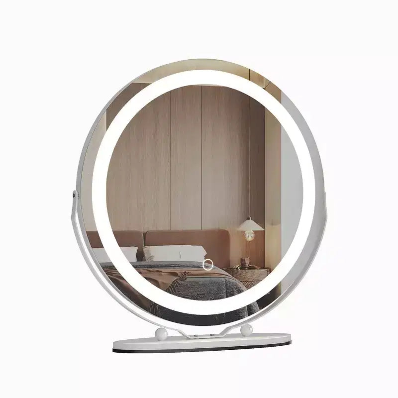 Modern LED Vanity Mirror 19 Round, 3-Color Dimmable Lighting, 360 Rotatable, Smart Touch Control, Aluminum Alloy Frame, Black