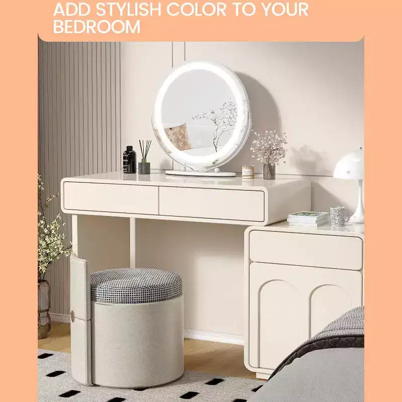 Modern LED Vanity Mirror 19 Round, 3-Color Dimmable Lighting, 360 Rotatable, Smart Touch Control, Aluminum Alloy Frame, Black