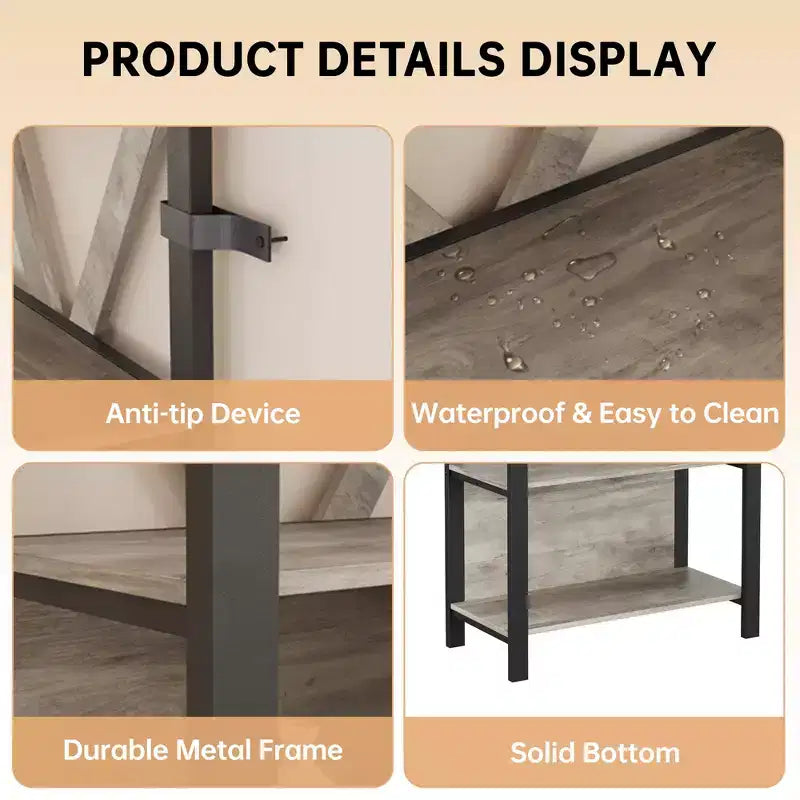 Bookshelf with LED Lights, Bookcase with Open Display Shelves, Wood and Metal Standing Display Bookshelf, Heavy Duty Bookcase for Office Living Room