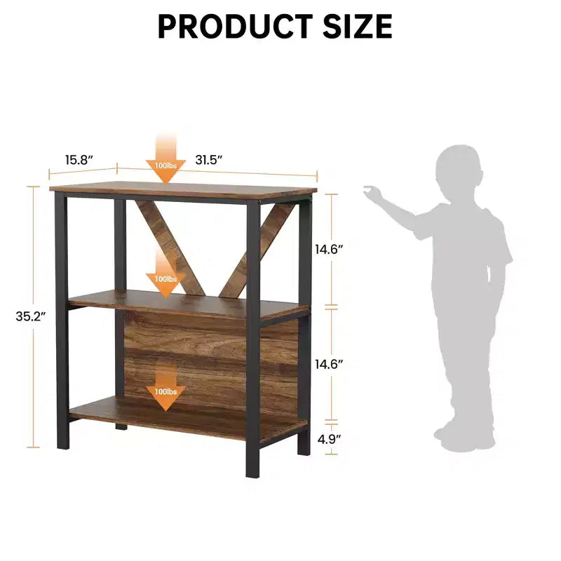 Bookshelf with LED Lights, Bookcase with Open Display Shelves, Wood and Metal Standing Display Bookshelf, Heavy Duty Bookcase for Office Living Room
